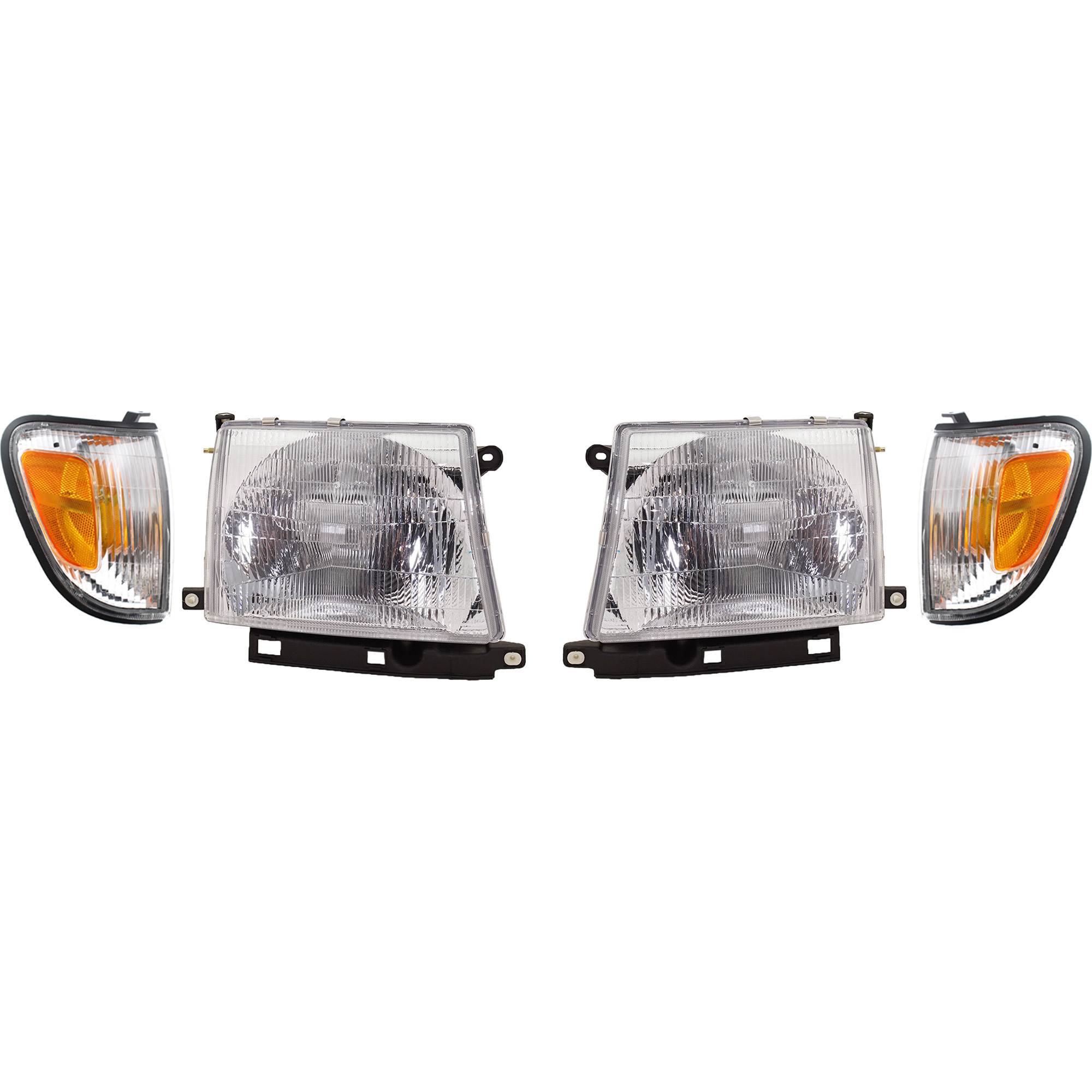 Front Bumper Cover Kit For 1998-2000 Toyota Tacoma 4WD - Primed With Lights & Brackets